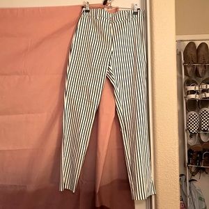 H&M White & Navy Striped Trousers
